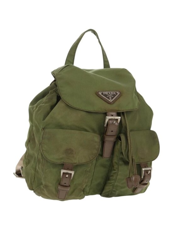 PRADA Handbags - PRADA Backpack Nylon Khaki Silver